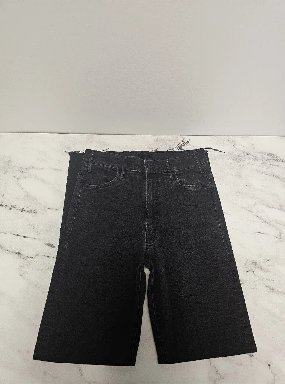 MOTHER Hustler‎ Ankle Fray High Straight Leg Not Guilty Black Jeans 26 Preowned